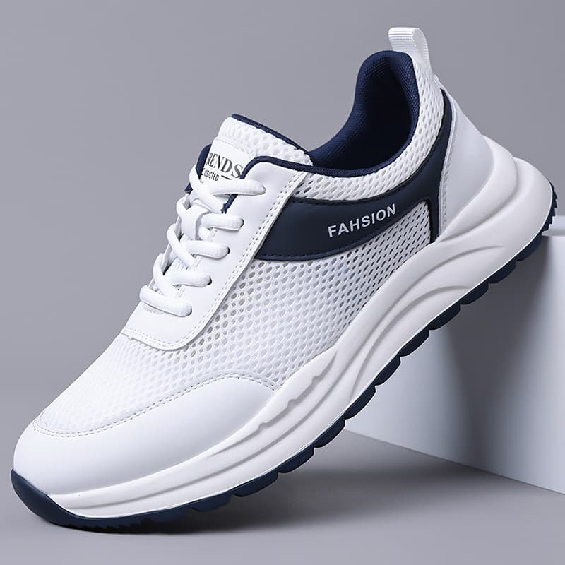 Sports Business Men's Shoes Summer Casual Shoes Bata Soft Sole Breathable Mesh Flywoven Board Shoes Men's Running Sports Shoes