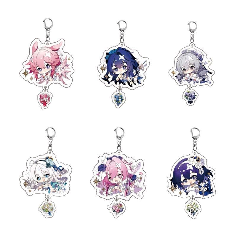 [Interlayer] Collapsible Three-Sided Alishia Shier Flower Wedding Keychain Secondary Acrylic Double-Sided Pendant