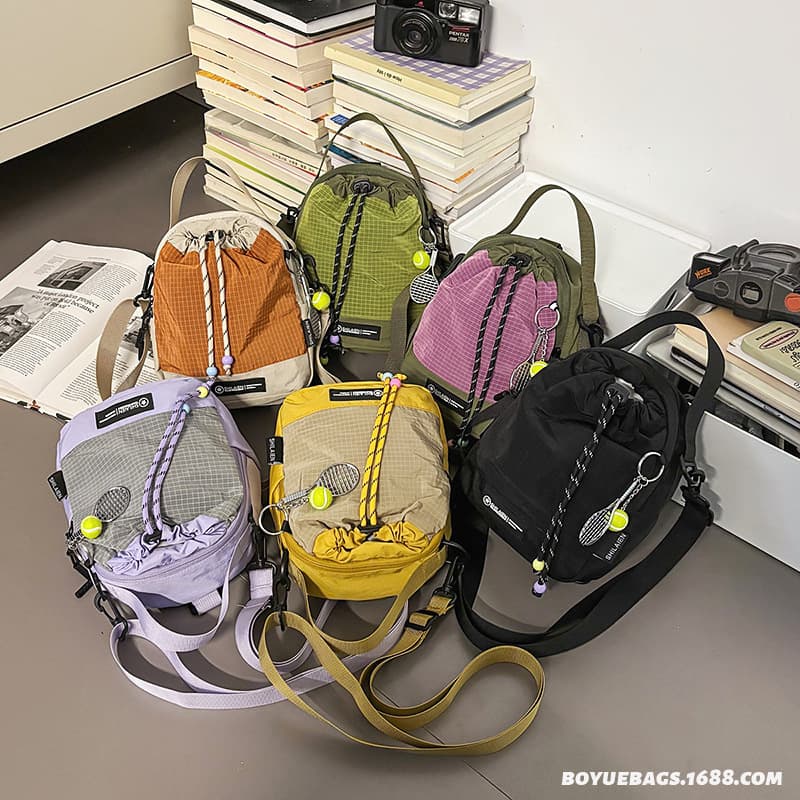 Multifunctional Camping Backpack, Women's Casual Contrast Color Drawstring Crossbody Bag, Outdoor Sports Lightweight Phone Bag