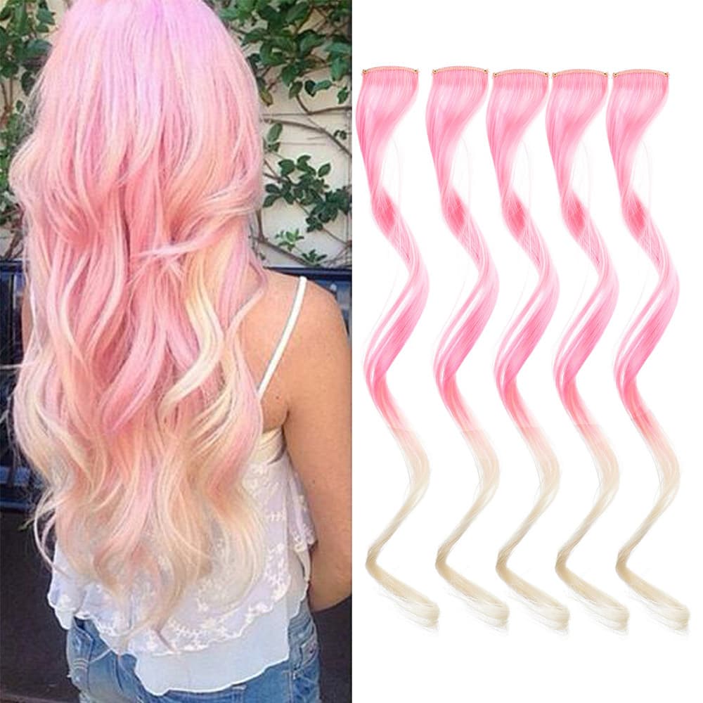 Cross-border European and American one-piece long curly hair wig for women with one-clip hair extensions gradient color ear-hanging dyed chemical fiber wig