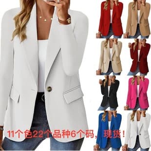 2025 New Arrival Amazon WISH Bestseller Autumn Long Sleeve Solid Color Multi-Color Cardigan Blazer Jacket for Women