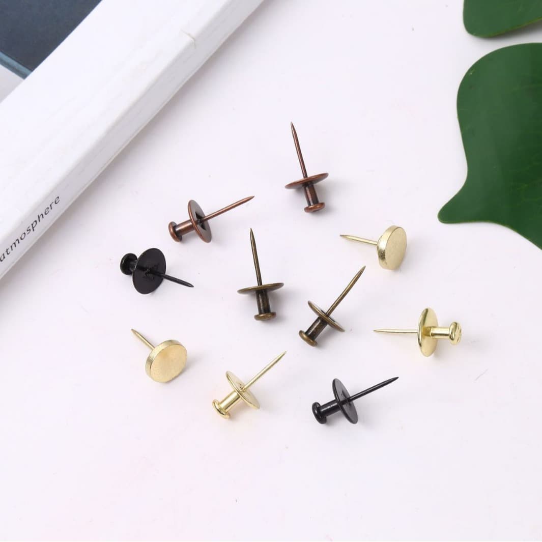 Factory Boxed Zinc Alloy Double-End Hook Pins Flat Thumbtacks Cork Board Hook Clasps Gold Black Bronze Pins