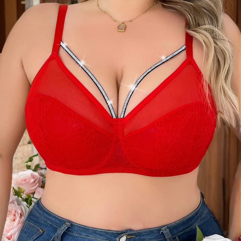 Cross-border Trade Plus Size Thin Cup Large Bust Minimizer Sexy Underwire Lace Bra Push Up Anti-Sag Bra