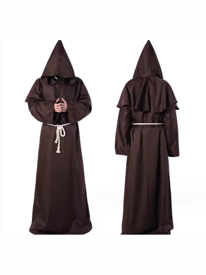 Halloween Cosplay Ancient Costume Medieval Monk Robe Priest Robe Wizard Robe Pastor Robe COS Costume Stage Costume