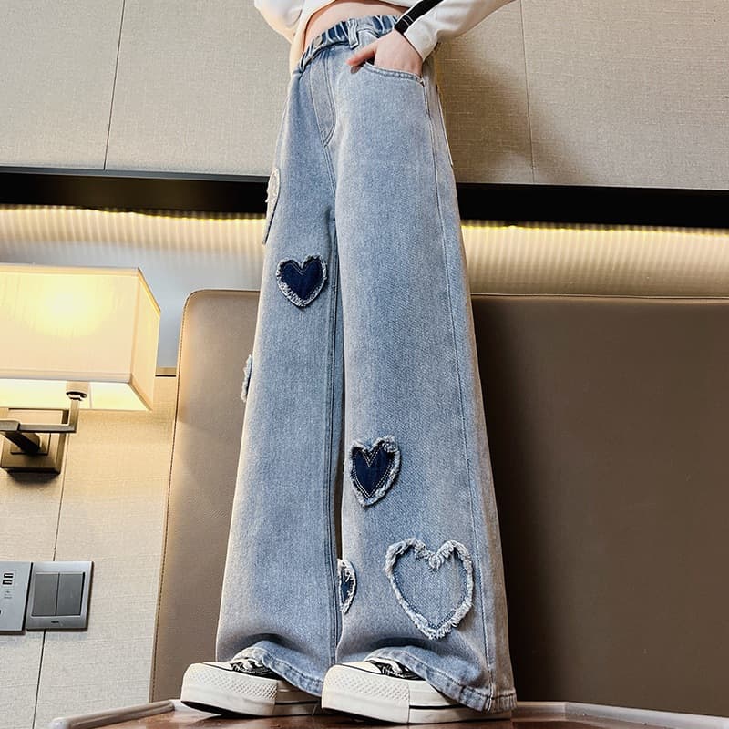 Girls' Jeans Spring Autumn Fashionable Trendy Wide Leg Pants Cool Fall Street Style Kids' Pants