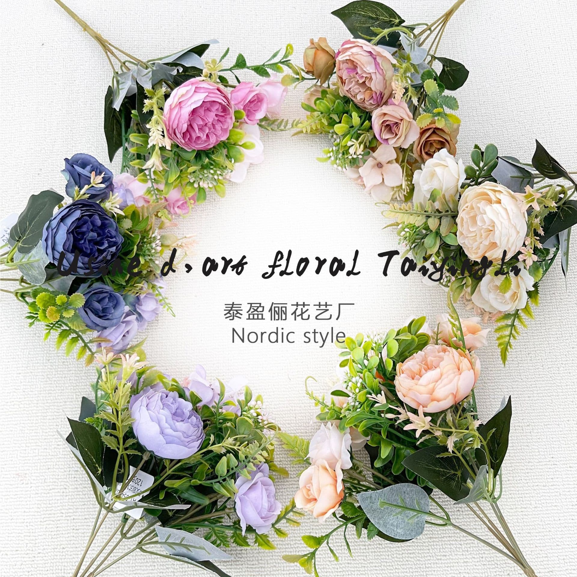 Fall European Style Rose Bouquet Artificial Flowers Home Outdoor Decoration Wedding Tabletop Craftwork Simulation Flower Arrangement