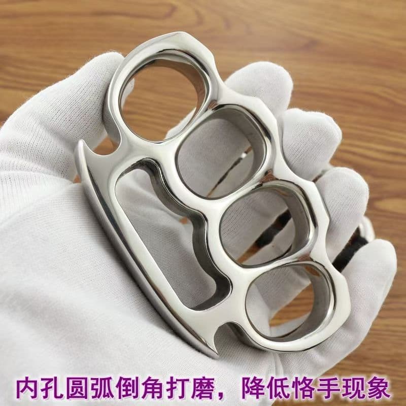 Thickened Stainless Steel Pure Steel Knuckle Duster Four-Finger Knuckle Duster Window Breaker Self-Defense Anti-Assault Car Mounted Outdoor Hand Support