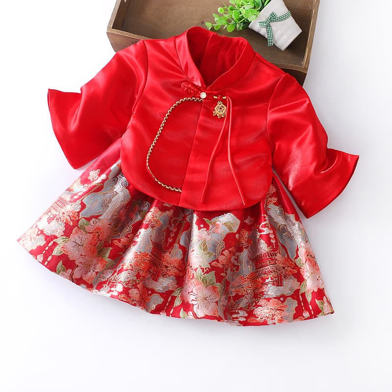 Baby Girl Winter Dress New Style Faux Two-Piece Dress Spring Autumn Fashionable Korean Version 1320