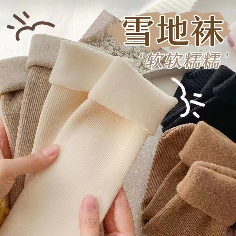Women's winter thick socks, mid-calf socks, autumn and winter style, fleece-lined, thick, warm, for sleep, Japanese style, snow socks, long floor socks