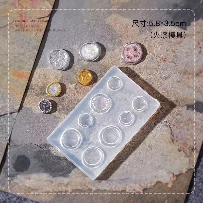 Japanese Nail Art Silicone Button Mold Vintage Tortoiseshell Amber Button Decoration Nail Crystal Epoxy Resin Mold