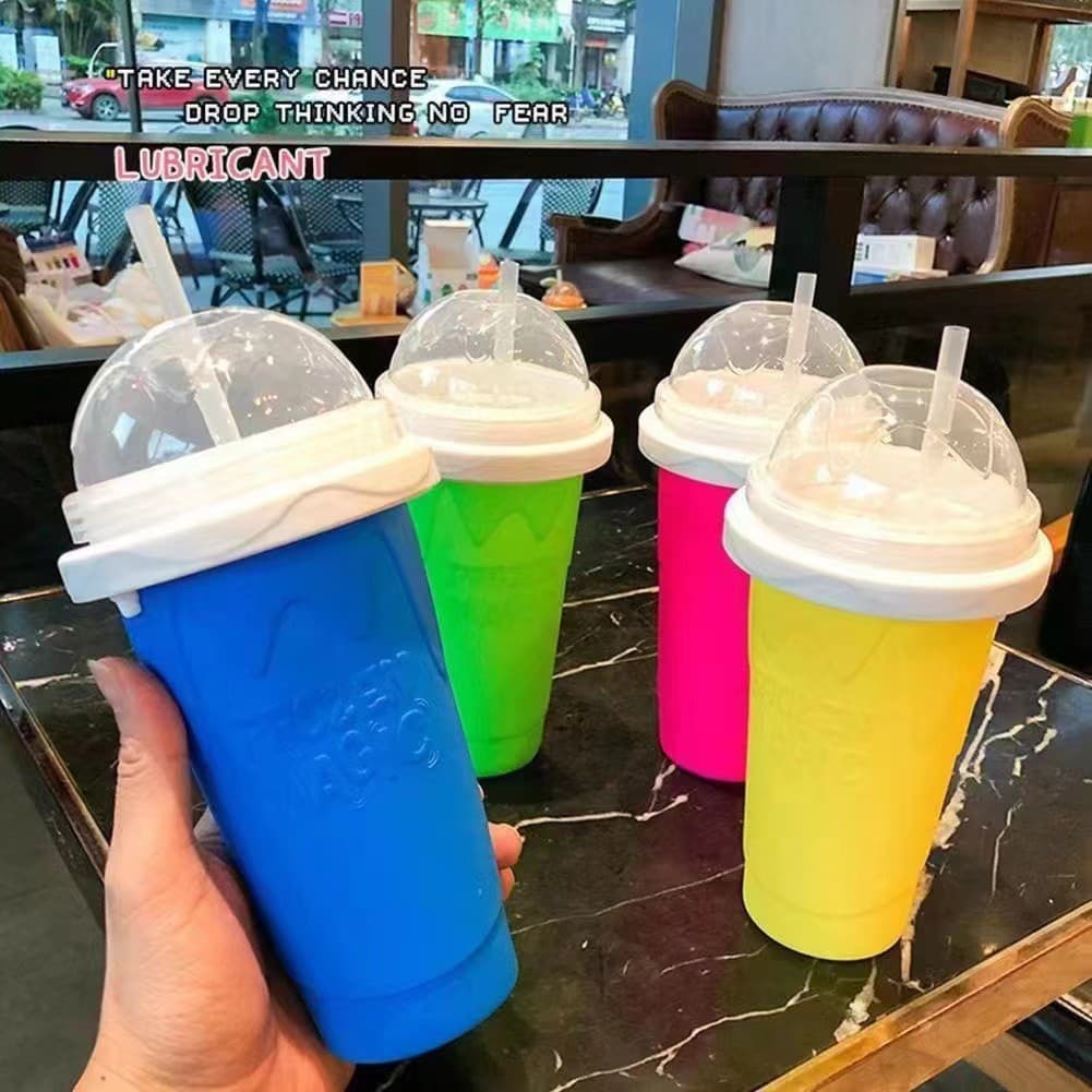 Wholesale Cross-Border Smoothie Cup Double-Layer Silicone Squeeze Cup Summer Thirst-Quenching Ice-Making Cup Rapid Cooling Cup Thickened Heat Relief Cup