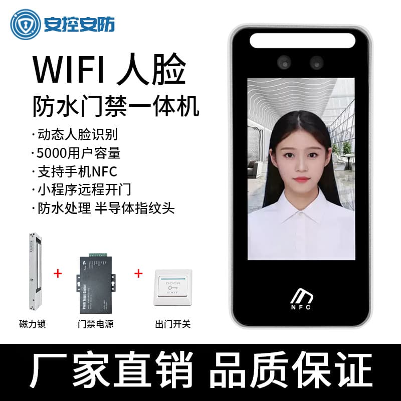 Face Recognition Access Control Password Lock with Attendance, IC Card Swipe, Electric Magnetic Lock, All-in-One IC Access Control System