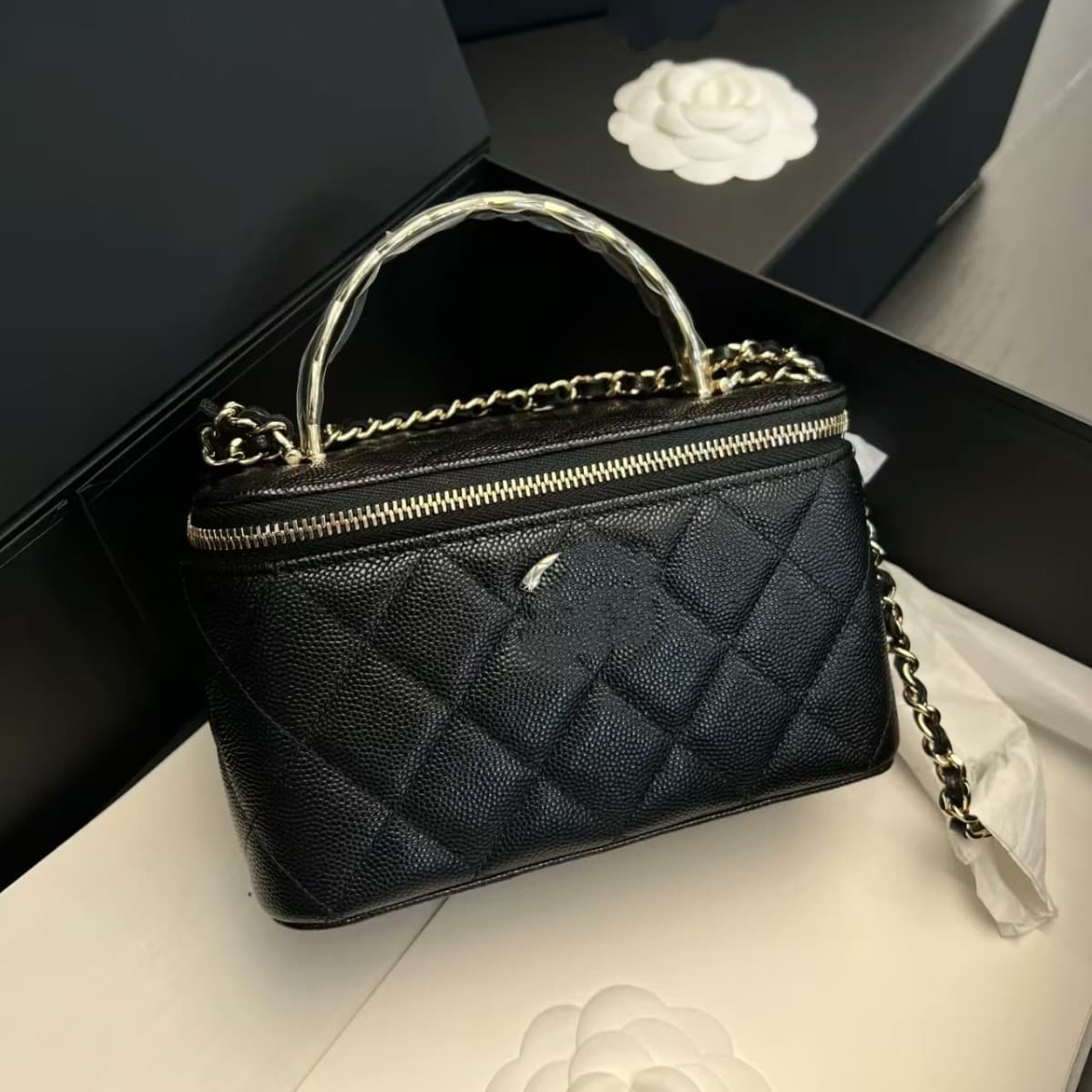 2026 Little Chanel Style New Diamond Handle Long Box Mini Quilted Chain Shoulder Crossbody Bag Phone Bag