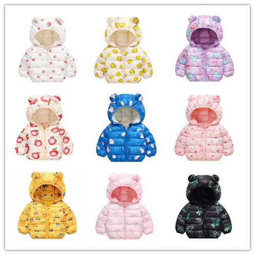 Amazon Kids Autumn/Winter New Cartoon Kids Down Cotton Coat Boys Girls Lightweight Jacket