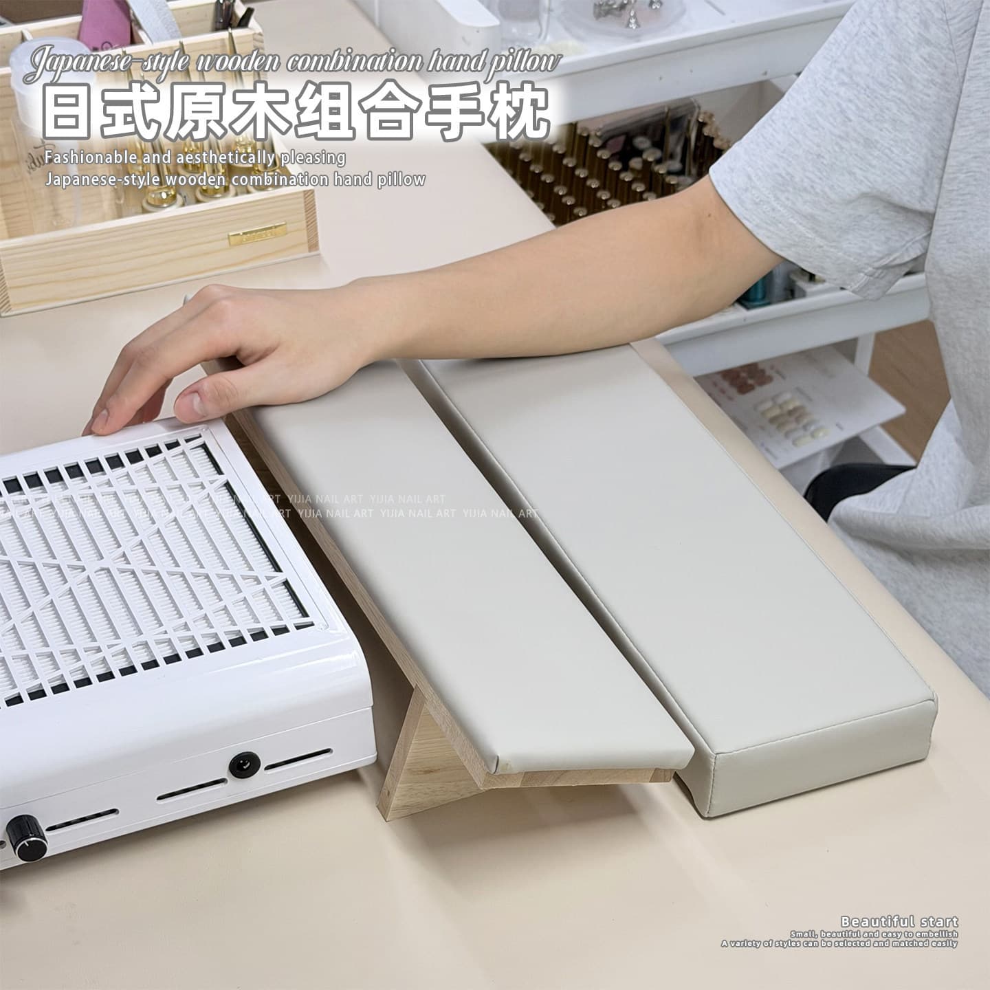 Japanese Style Nail Art Hand Pillow Set Inclined Relieves Fatigue Wooden Salon-Use Tool Viral Hot Item