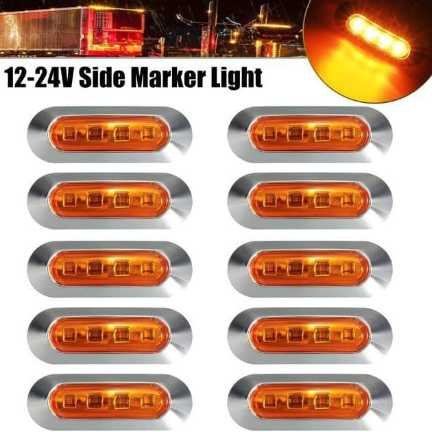 Factory direct sales truck 4LED side light bus corner light signal light 4LED electroplated side light 12-24V turn signal