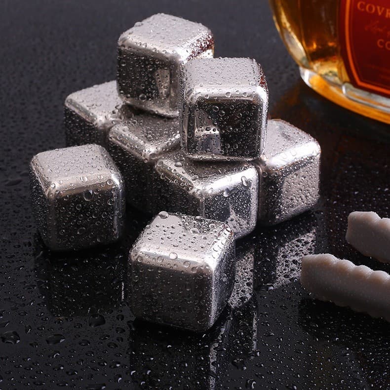 304 Stainless Steel Reusable Freeze Ice Cubes - Pack of Metal Chilling Balls for Whiskey and Beer