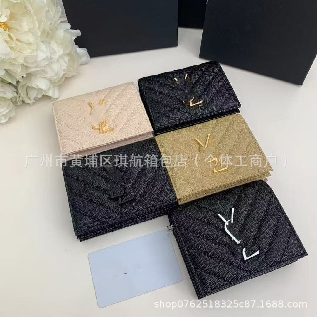 Yangshulin Genuine Leather Card Holder Wallet Classic Bifold Flap Card Wallet Multi-function Coin Purse Export Supply