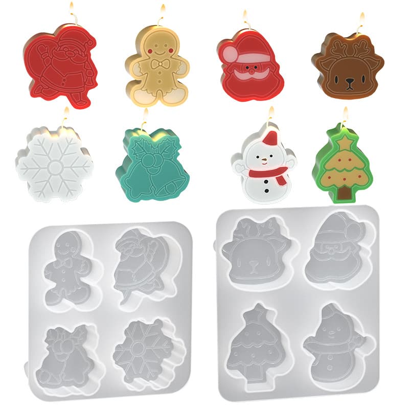 Christmas DIY Crystal Glue Drop Plane Stereo Candle Mold Christmas Tree Snowman Old Man Snowflake Elk Grinding Tool