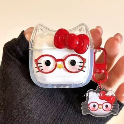 Suitable for Apple airpods 3/4 generation glasses frame Katie Kitty headphone cover PRO2 transparent protective cover PRO3