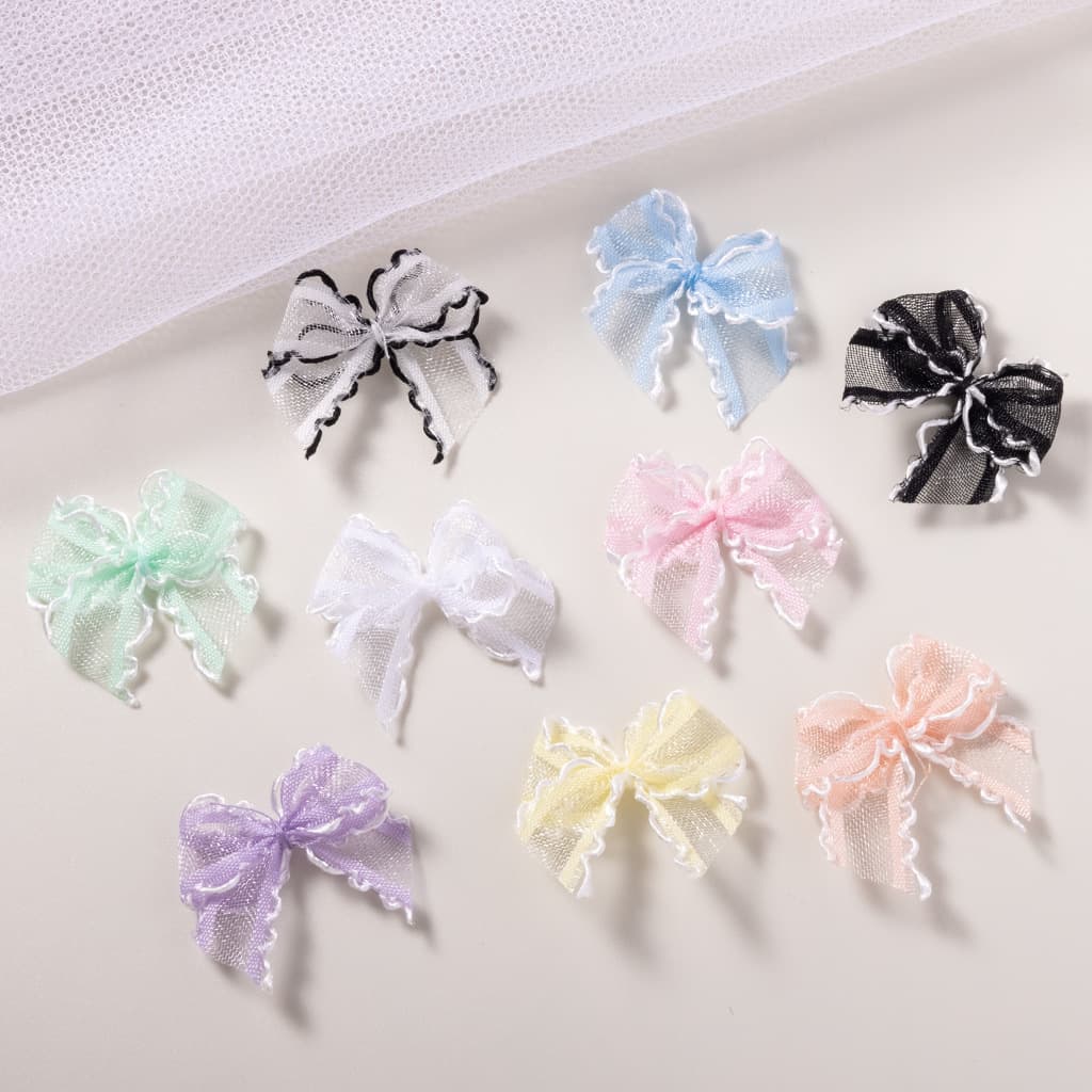New mesh bow nail art accessories princess lace gauze bow wearable nails diy nail accessories