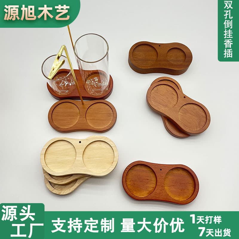 Solid Wood Inverted Incense Burner 8-Character Inverted Incense Holder Glass Incense Burner Anti-Ash Flying Inverted Incense Holder Stick Incense Holder