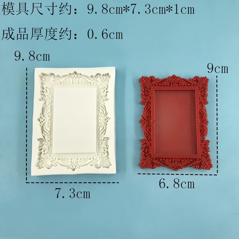 Small and Large European Style Totem Mirror Frame Silicone Fondant Chocolate Mold DIY Photo Frame Border Plaster Clay Tool