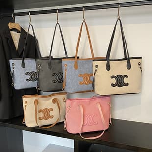 2025 Color-Block Stitching Large-Capacity Tote Bag for Work Commute, Casual Versatile Minimalist Design Single Shoulder Bag for Women