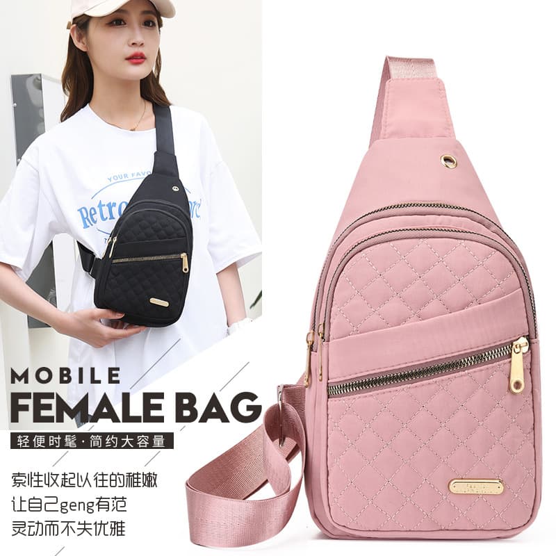 Korean style minimalist women's chest bag, new multi-layered embroidered large capacity chest backpack, girl's outdoor casual crossbody bag