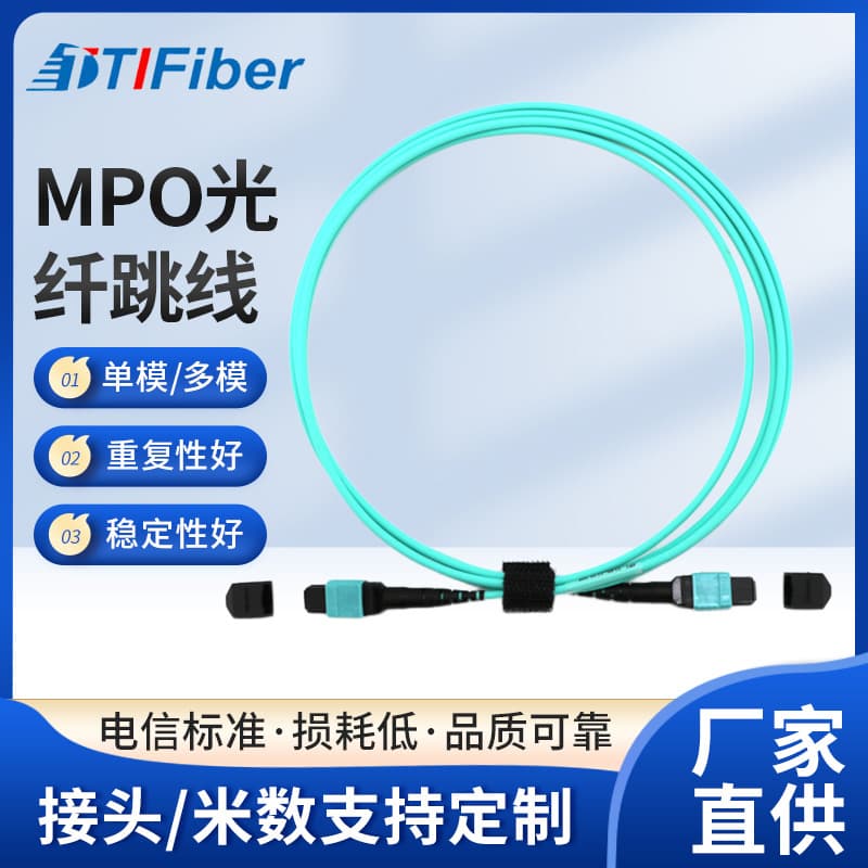 Teruiton Data Center 10 Gigabit Multimode Single-mode 8-core 12-core OM3 OM4 MPO Carrier Grade Fiber Patch Cords