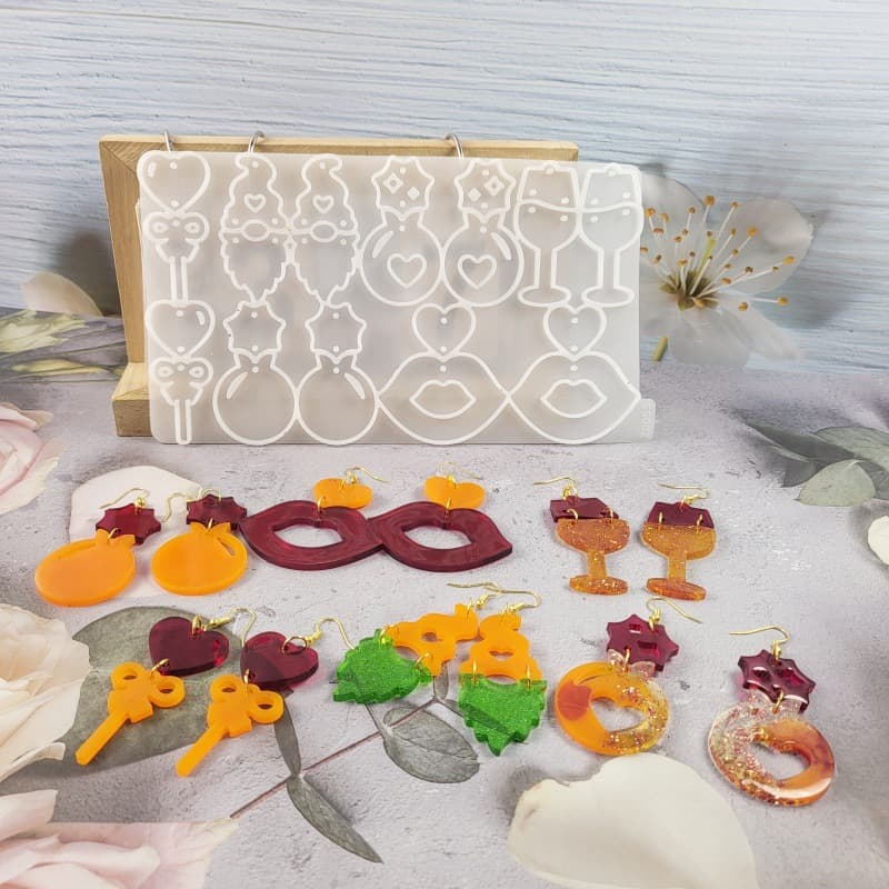 Z0052 Wine Glass Lips Combination Earring Mold Crystal Epoxy Silicone Mold DIY Decoration Silicone Mold