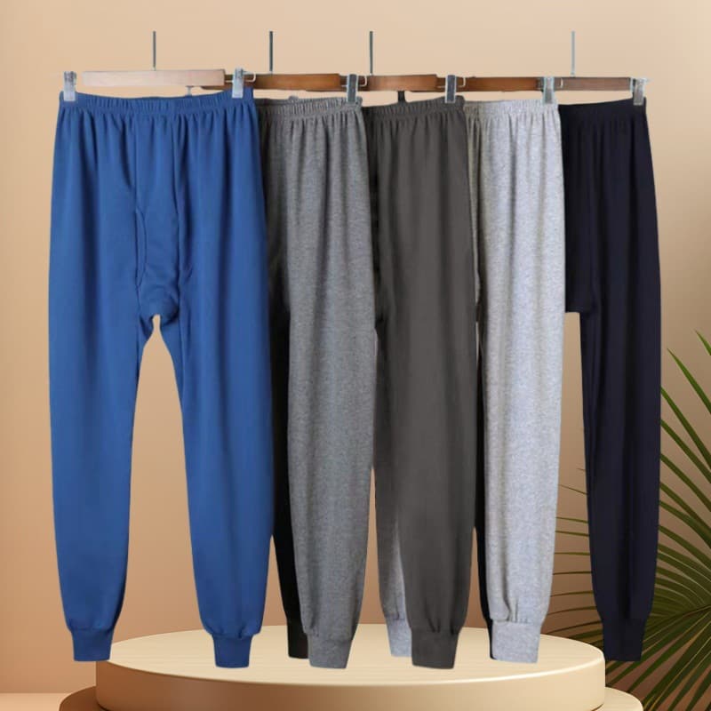 New Style All-Cotton Men's Thermal Underwear, Mid-High Waist Dad's Base Layer Pants, Plus Size Single Men's Thermal Pants for Middle-Aged and Elderly