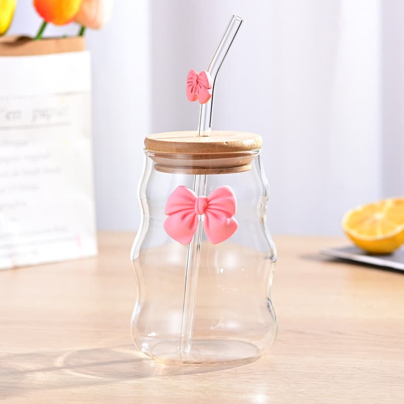 Swirl Cup Plump Cold Drink Cup Milk Tea Cup Cloud Cup Coffee Glass Cup with Straw Borosilicate Juice Cup