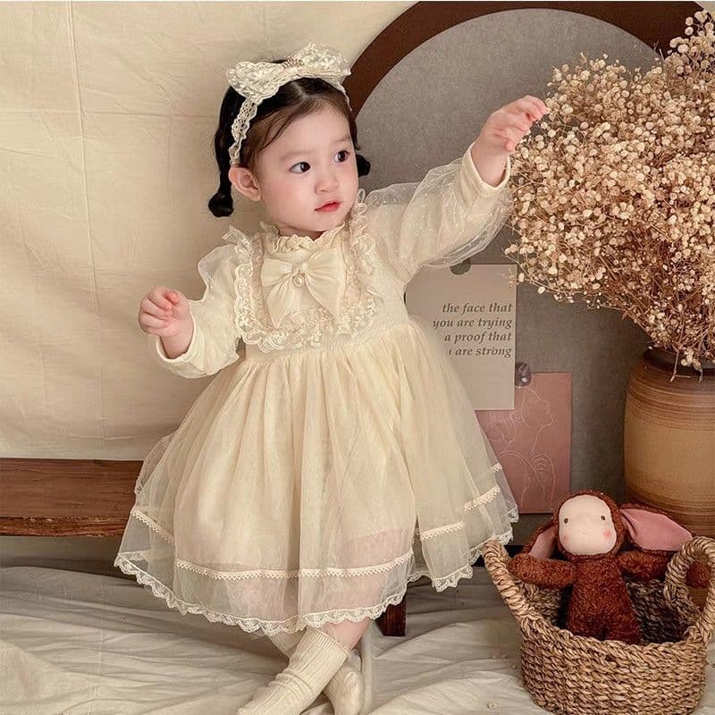 Girl's Fleece-Lined Princess Dress Autumn Winter Baby Birthday Party Gown Sweet Fairy Long Sleeve Tulle Dress