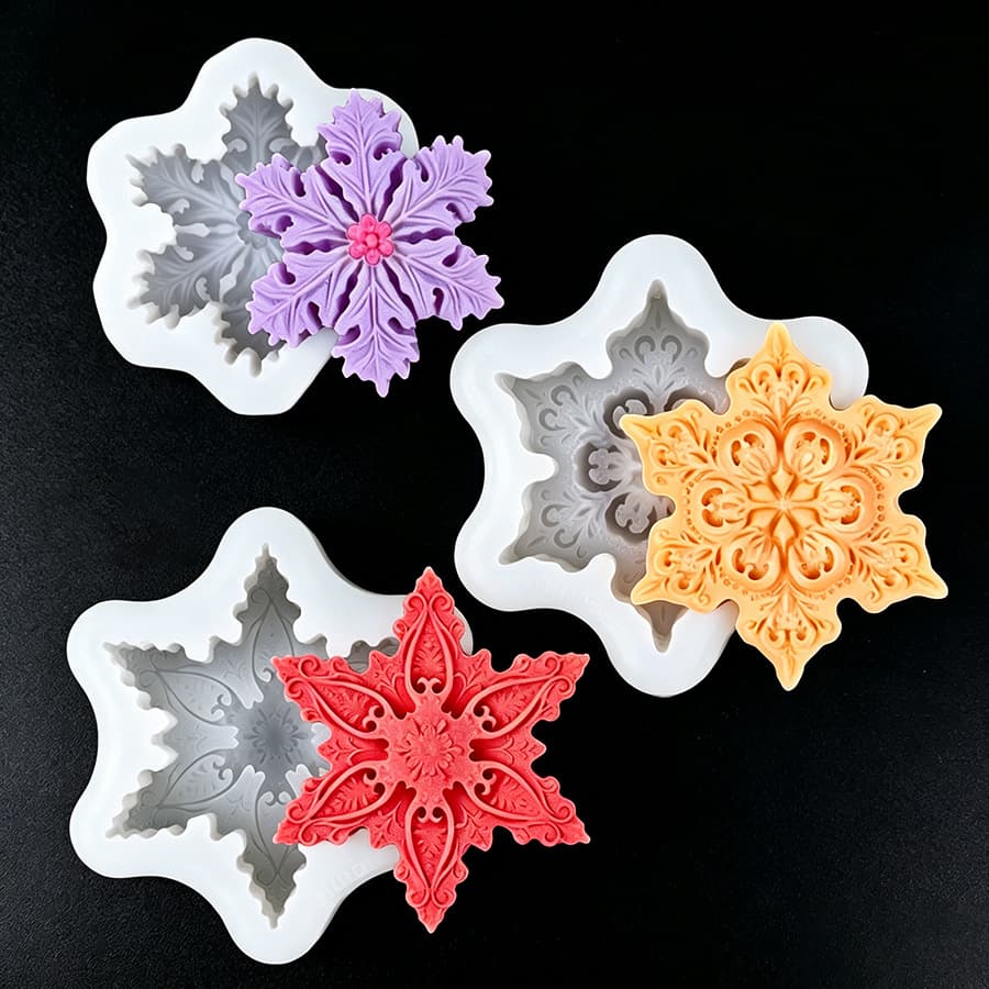 Snowflake Car Air Freshener Candle Silicone Mold for Handmade Soap, Baking, Mousse, Chocolate Cake Decoration, and Resin Mold