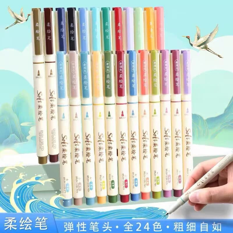 Handbook art soft painting pen hook line pen stone soft head watercolor pen painting calligraphy beautiful pen student