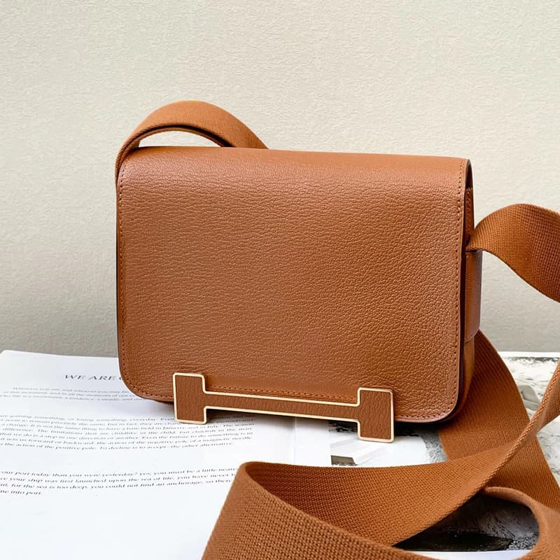 Autumn Winter 2024 Wooden Sandal Bag Genuine Leather Women's Single Shoulder Crossbody Bag Versatile Air Stewardess Small Square Bag