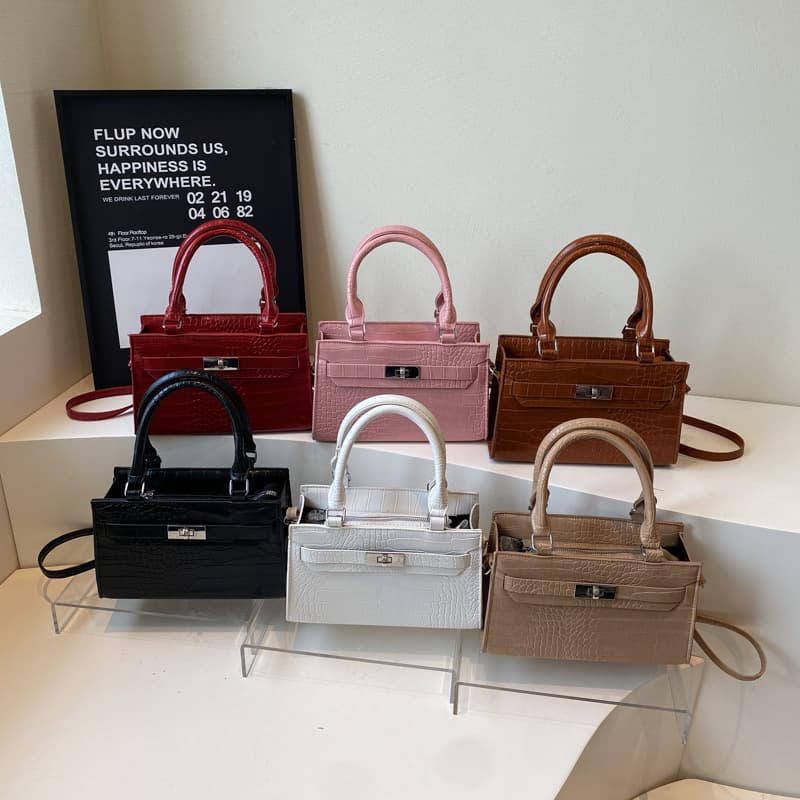 2025 Handbag Crossbody Small Square Bag Crocodile Texture Vintage Solid Color Fashion Casual Large Capacity New Style