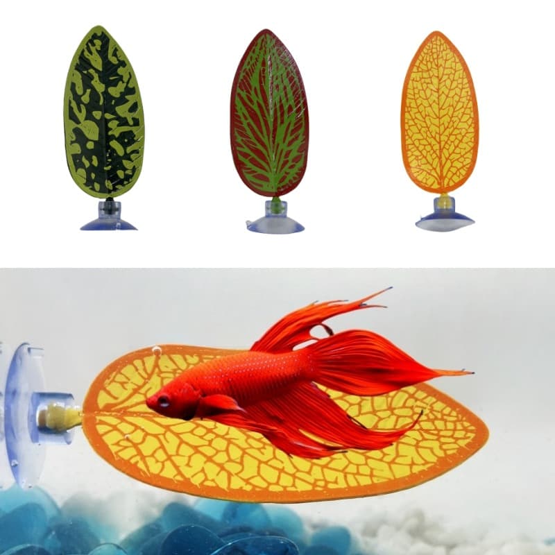 Betta spawning leaf fish tank landscape ornamental water grass simulation crawling pet feeding leaf betta rest hatching leaf betta bed