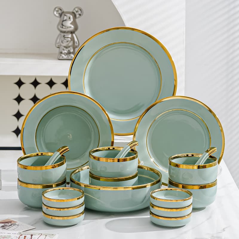 High-end dishware set household Nordic light luxury bowls, plates, chopsticks, soup bowls, eating bowl combination ceramic tableware set