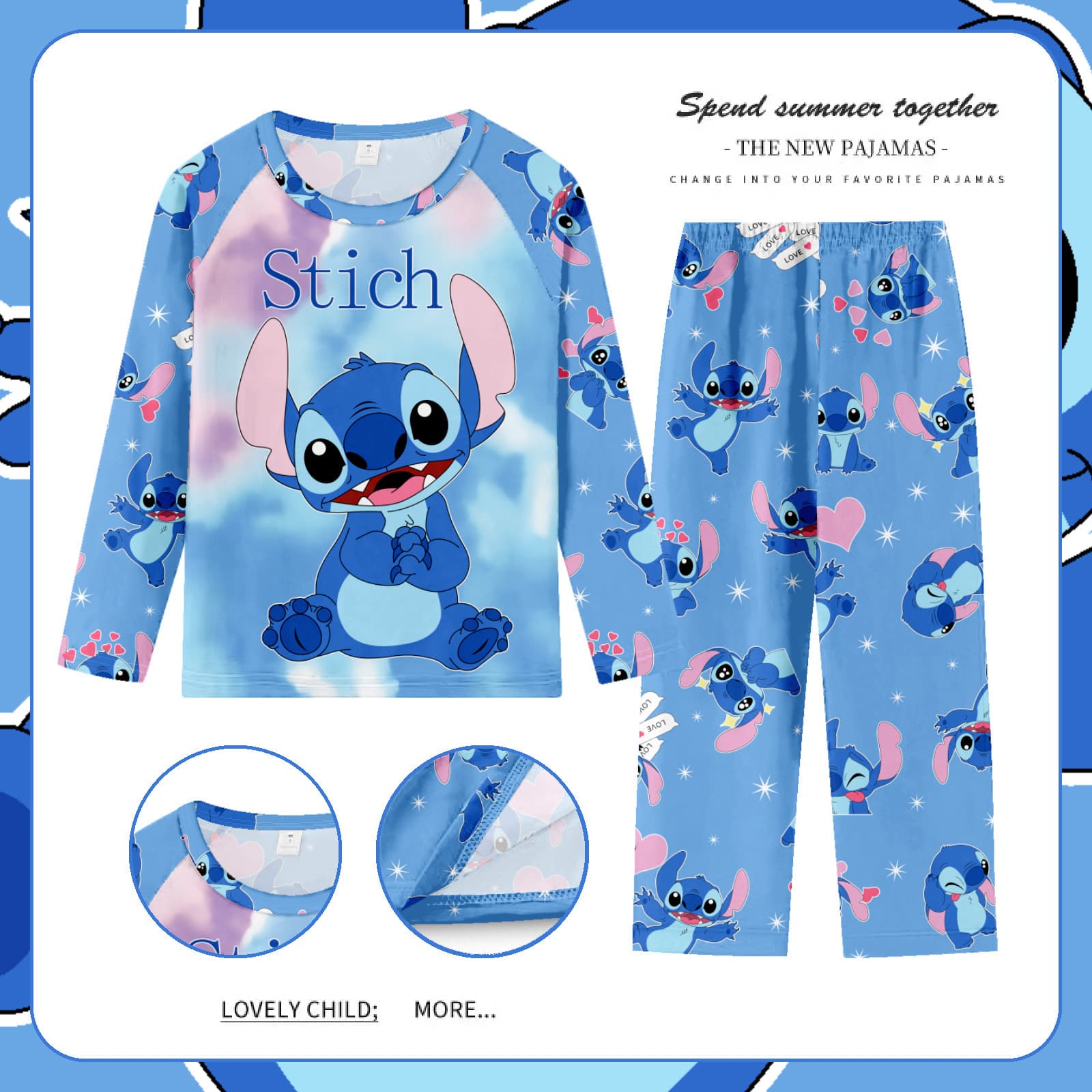 Girls' Pajama Long Sleeve Set Spring/Autumn Kids Sleepwear Boys Homewear Two-Piece Baby Clothes Thai Children's Wear