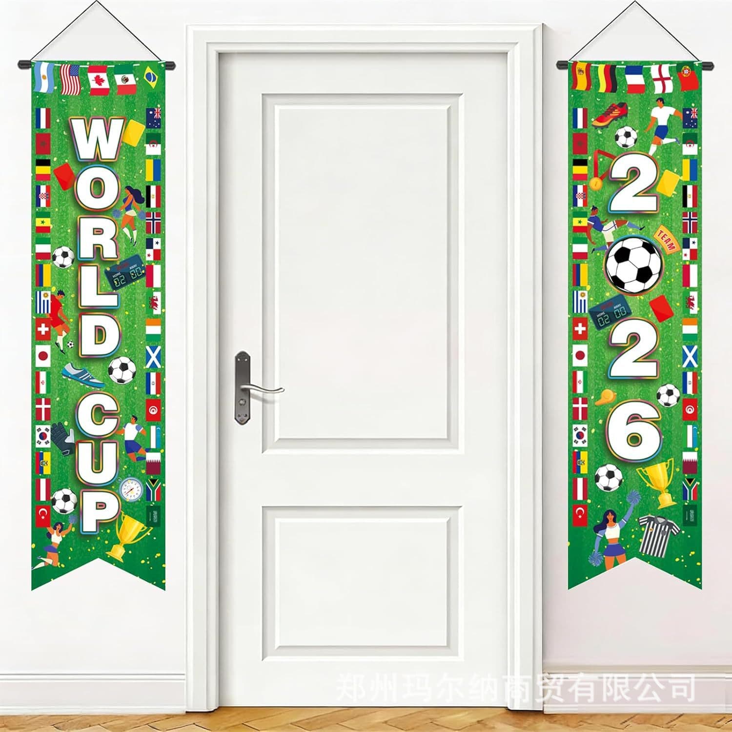 Cross-border Hot Selling Shaped 2026 World Cup Couplet Doorway Curtain Hanging Banner 2026 Soccer Party Couplet Flag Cloth
