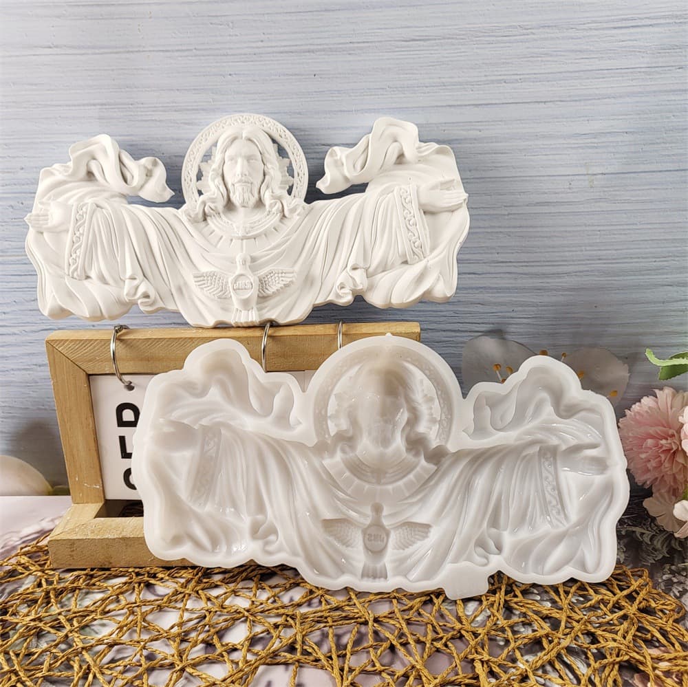 S0891 Semi-3D Wild Bird Embrace Wall Hanging Decoration Cement Plaster DIY Silicone Mold