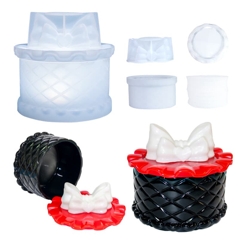 New DIY Epoxy Resin Mold Mirror Frosted Round Bow Storage Box Silicone Mold Cross-Border Supply