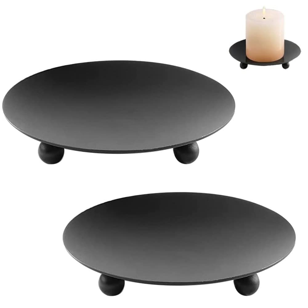Cross-border American-style Black Iron Plate Candle Holder Aromatherapy Candle Base Tray Amazon Round Candle Plate Wedding Decoration