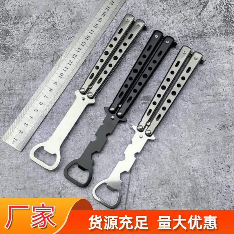 Unsharpened Butterfly Practice Knife Multi-Purpose Tool Bottle Opener Outdoor Folding Butterfly Comb Handheld Sport Exercise