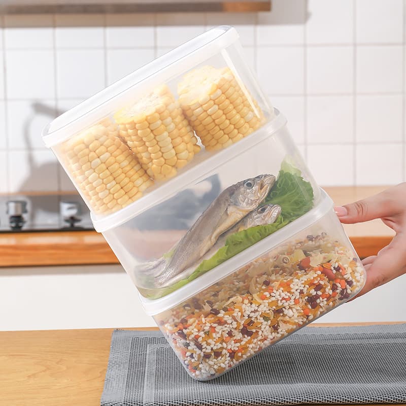 Food Storage Container for Refrigerator Freezer, Rectangular Sealed Box, Kitchen Food-Grade Transparent Organizer Box
