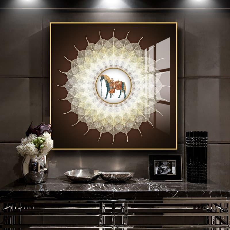 European-style hanging painting for living room decoration, luxury and elegant high-end mural, modern crystal porcelain painting, triptych for accent wall