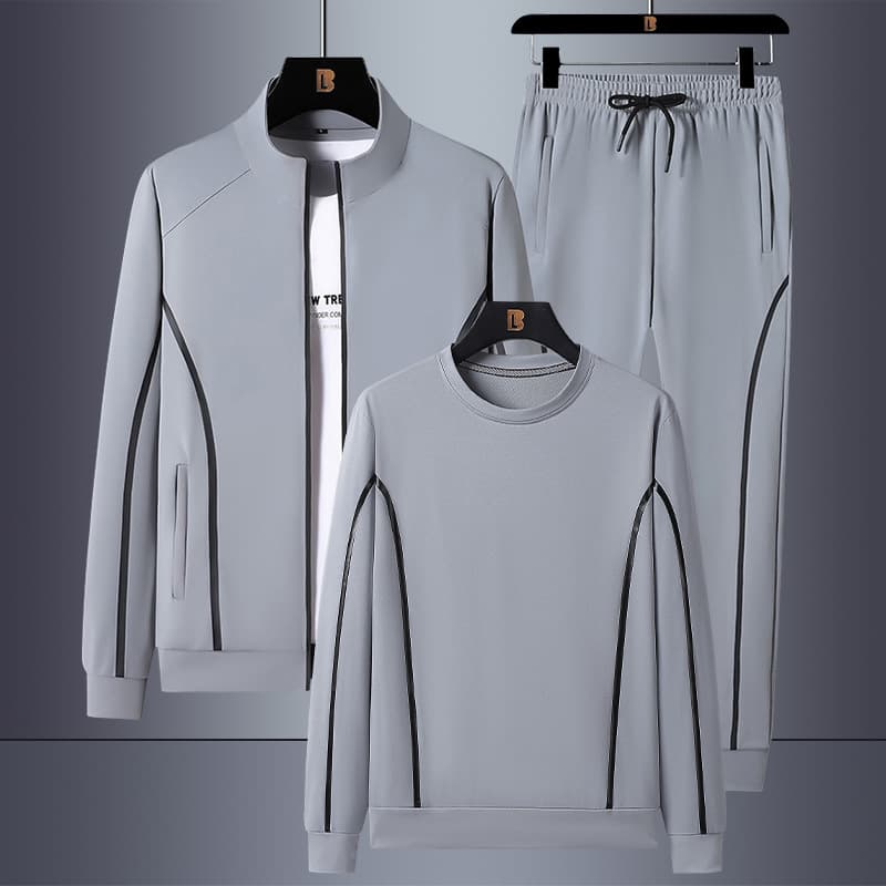 Spring/Autumn Plus Size Sports Casual Three-Piece Set Men's Trendy Hoodie and Sweatpants Two-Piece Set Loose Fit Set