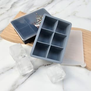 Square Ice Cube Mold 6 Square Ice Tray Easy Release DIY Ice Cube Mold Silicone Ice Tray with Silicone Lid and PP Lid